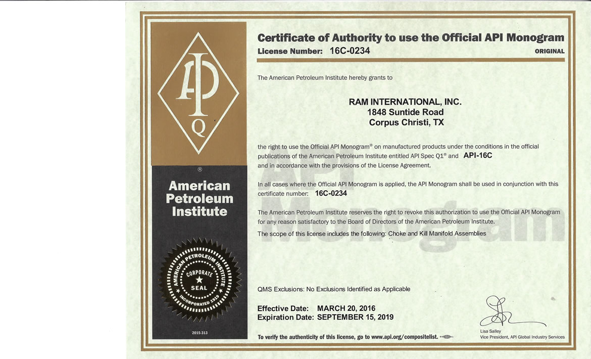API 16C LICENSE